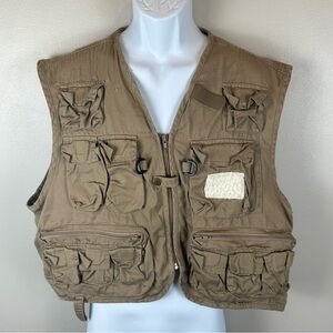 Vintage Ausable Fly Fishing Vest Multiple Pockets Zip Up Tan Men's XXL‎ ?